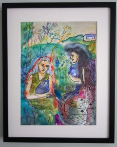 "Panny i smutne sowy" , akwarela, 40x50 cm